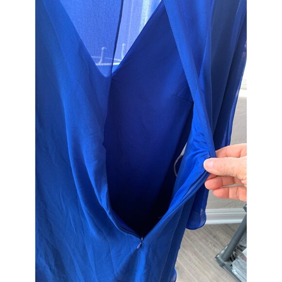 Halston Heritage Mini Evening Chiffon Cape Overlay Dress Size 6 RA10712 NWD $375 - Picture 10 of 15